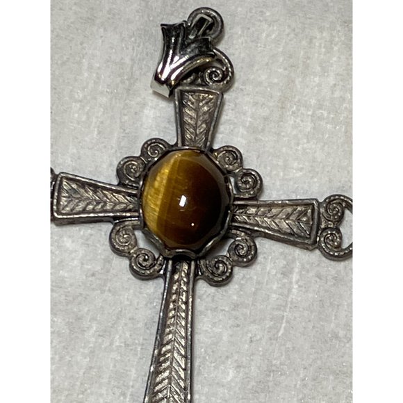 Christian Cross Pendant for Necklace with Center Stone - Picture 7 of 7